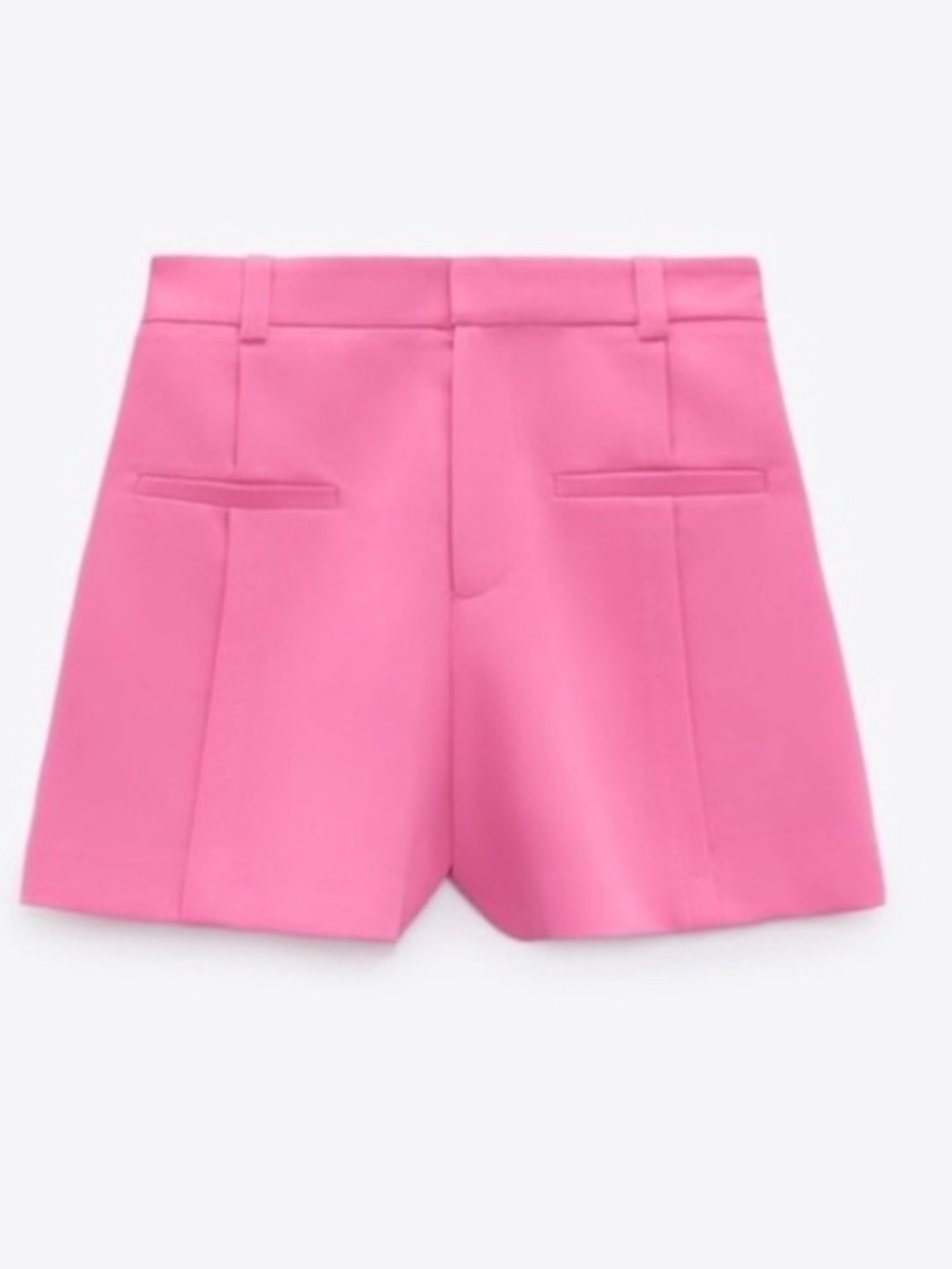Zara Bright Pink High-Waist Tailored Shorts Size M Summer Preppy Barbie - Picture 2 of 10